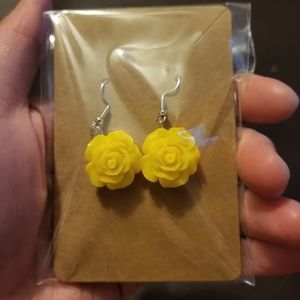 Yellow Rose Earrings
